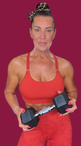 Jayne, your coach, training with weights